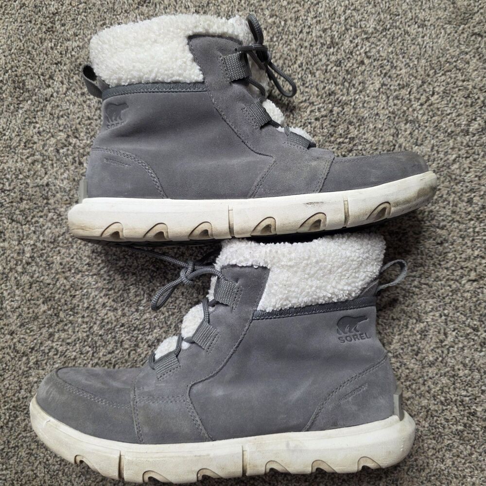 Sorel Explorer Carnival Cozy Waterproof Boots Size 11 Gray Outdoor Hiking